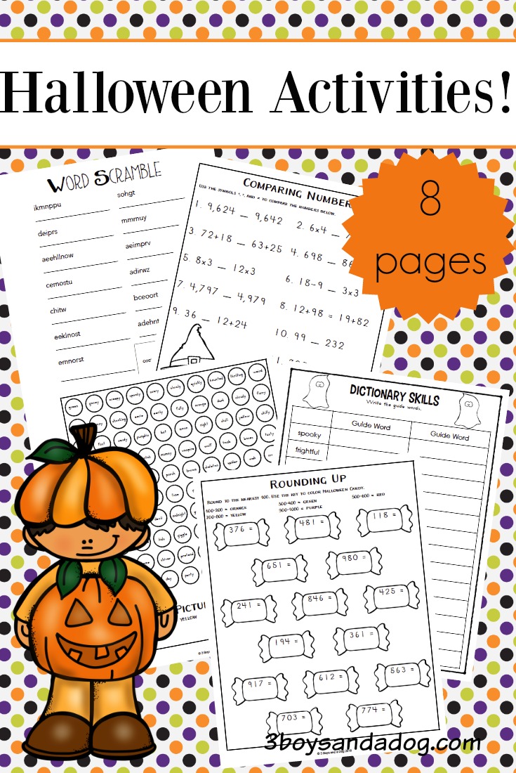 Halloween Worksheets for Upper Elementary - 3 Boys and a Dog