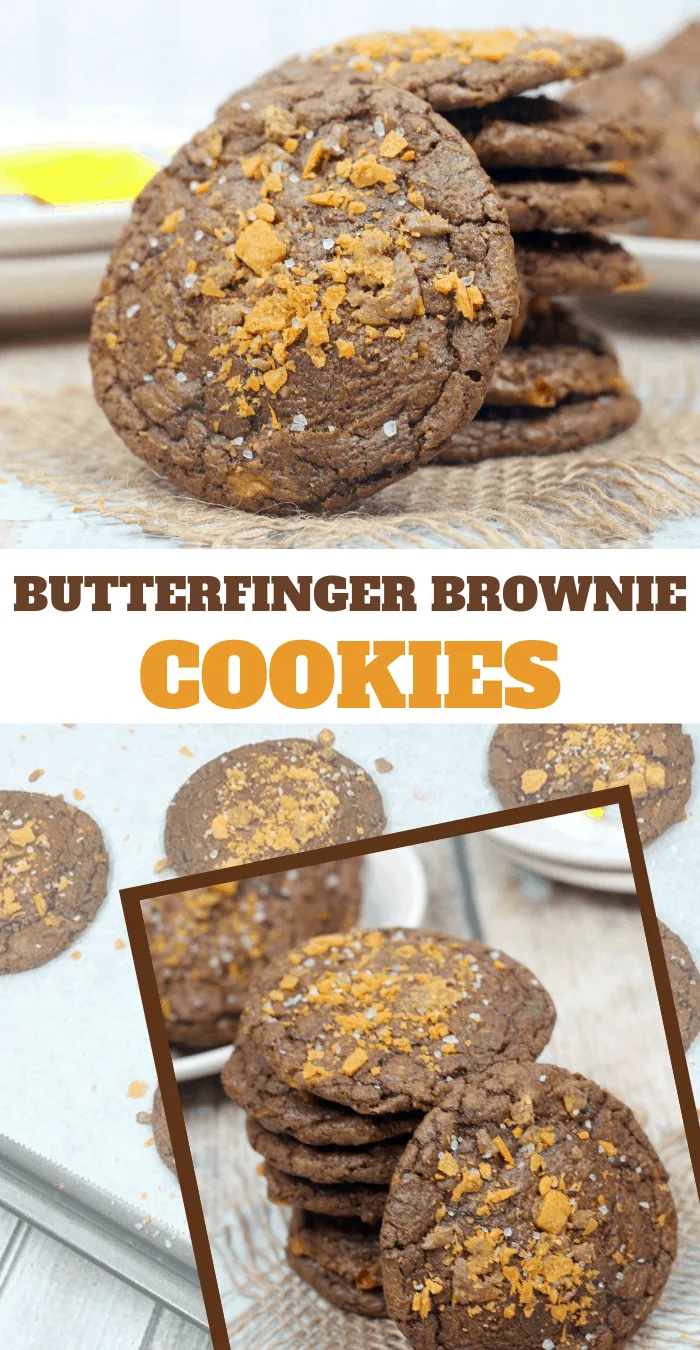 cookies made from brownie mix and crushed Butterfingers