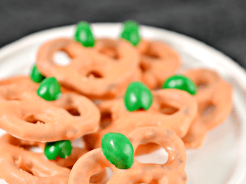 candy coated pumpkin pretzels