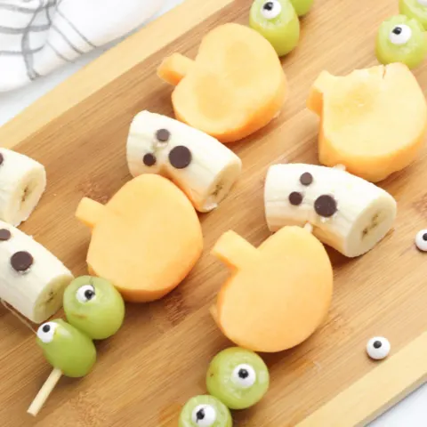 fruit kabobs for a halloween party