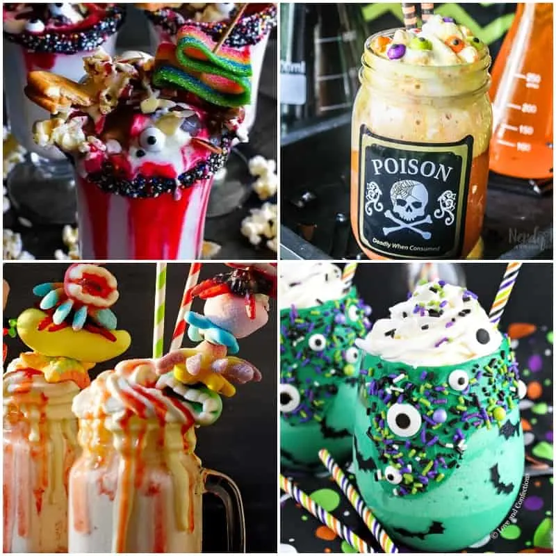 Photo collage of halloween freakshake ideas