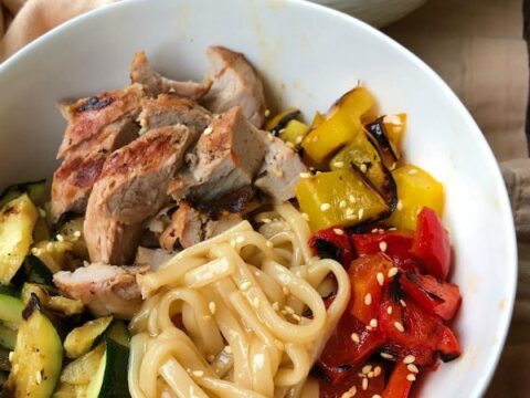 Image for Grilled Pork and Vegetable Teriyaki Noodle Bowls