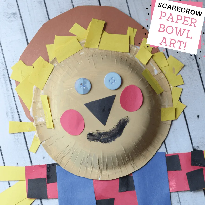 Scarecrow paper bowl art for kids