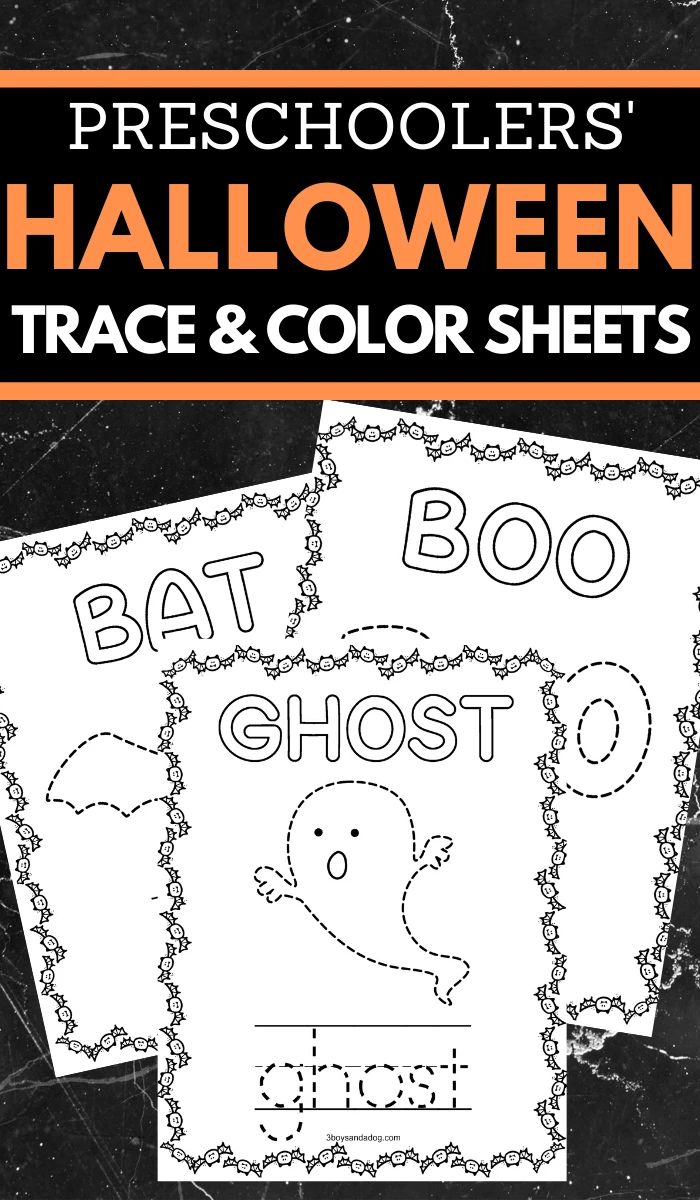 halloween trace and color fine motor skills sheets