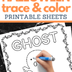 trace and color worksheets for Halloween