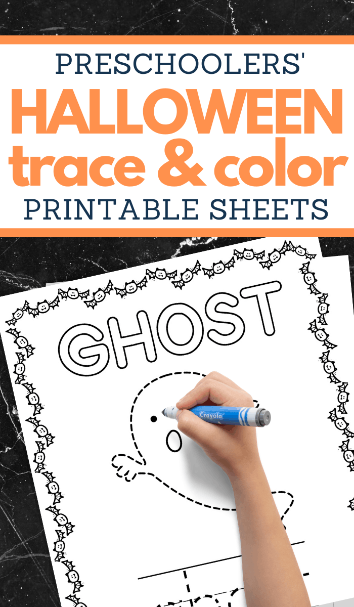 trace and color worksheets for Halloween