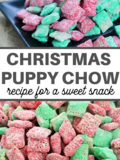 this red and green candy coated chex cereal snack recipe is ready to serve in no time