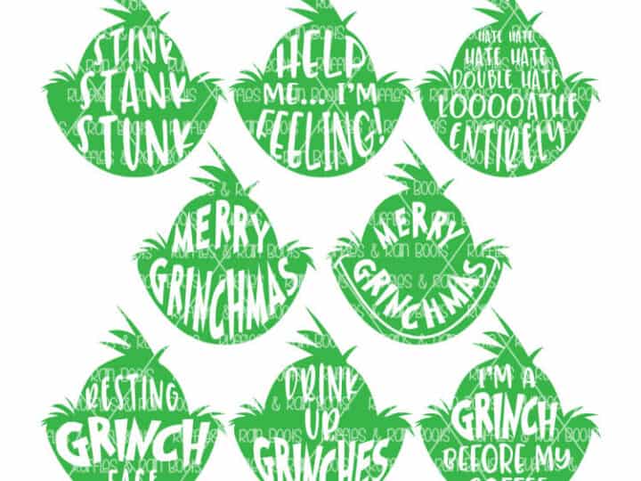 Image for Eight Free Grinch Head SVG for Christmas Crafts and Fun