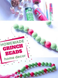 you can make these easy Grinch Themed Farmhouse Beads decorations