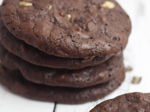 brownie mix cookies with mint chocolate chunks