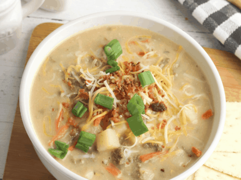 ground beef and onion soup mix make a comforting dinner