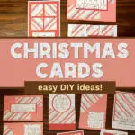pin image that reads Christmas cards easy DIY ideas with cards on the table