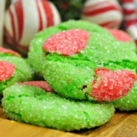 Grinch Cake Mix Crinkle Cookies 