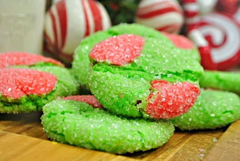 Grinch Cake Mix Crinkle Cookies