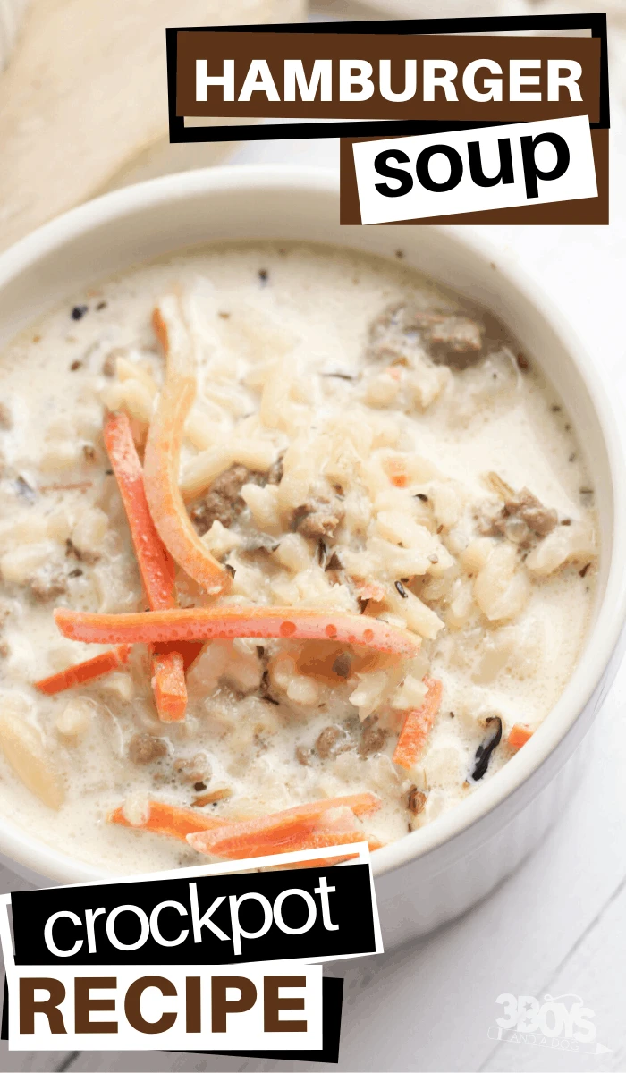 creamy ground beef and wild rice soup in the slow cooker