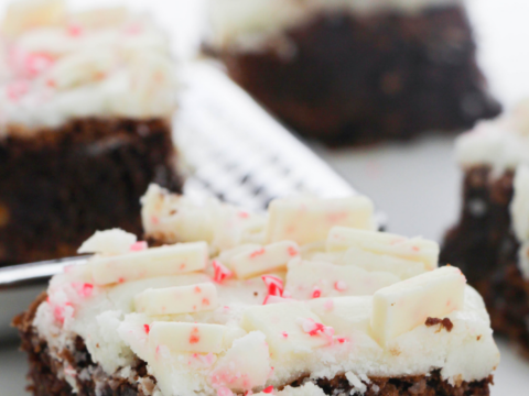 homemade brownies with peppermint bark