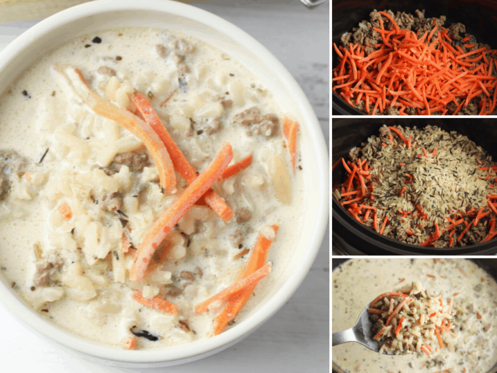 slow cooker creamy hamburger soup with wild rice