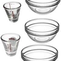 3 Piece Glass Mixing Bowls and 2 Piece Measuring Shot Glasses, 5 PC SET
