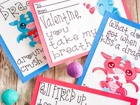 printable dragon valentine cards
