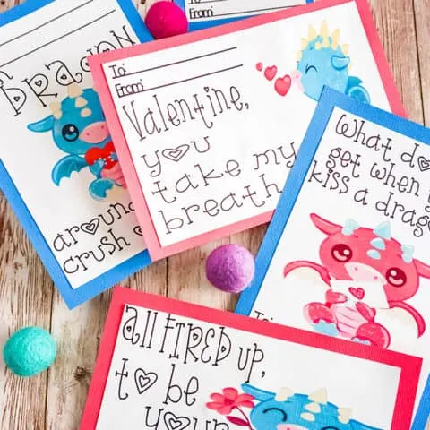 printable dragon valentine cards