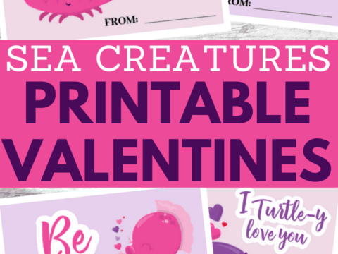 sea creatures printable valentine cards for kids