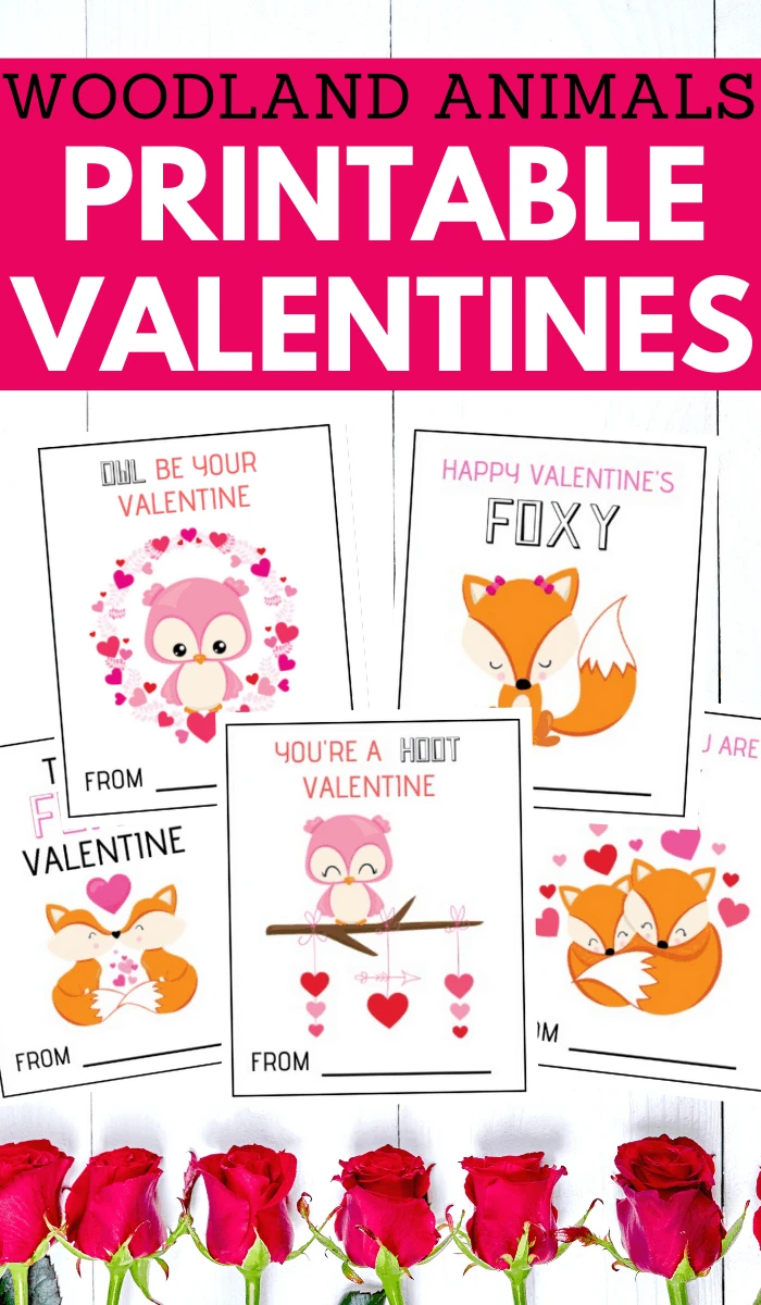printable valentines of woodland animals