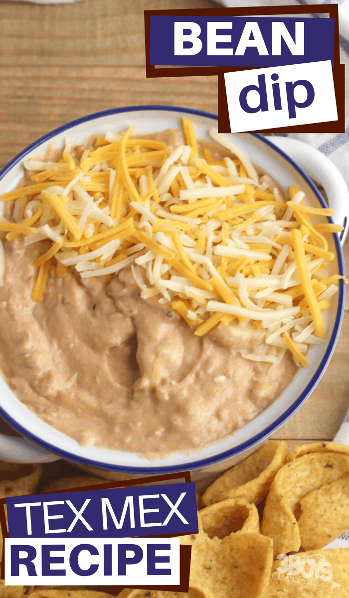 cheesy dip with refried beans makes a delicious appetizer