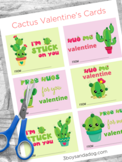 adorable cactus cuties printable valentine cards