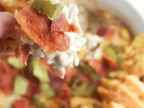 bacon and cheese and ground beef dip