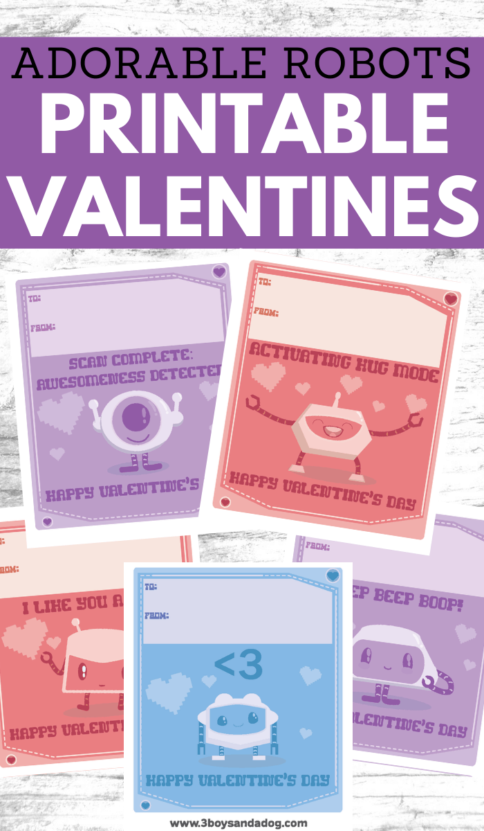 robot printable valentine cards for kids