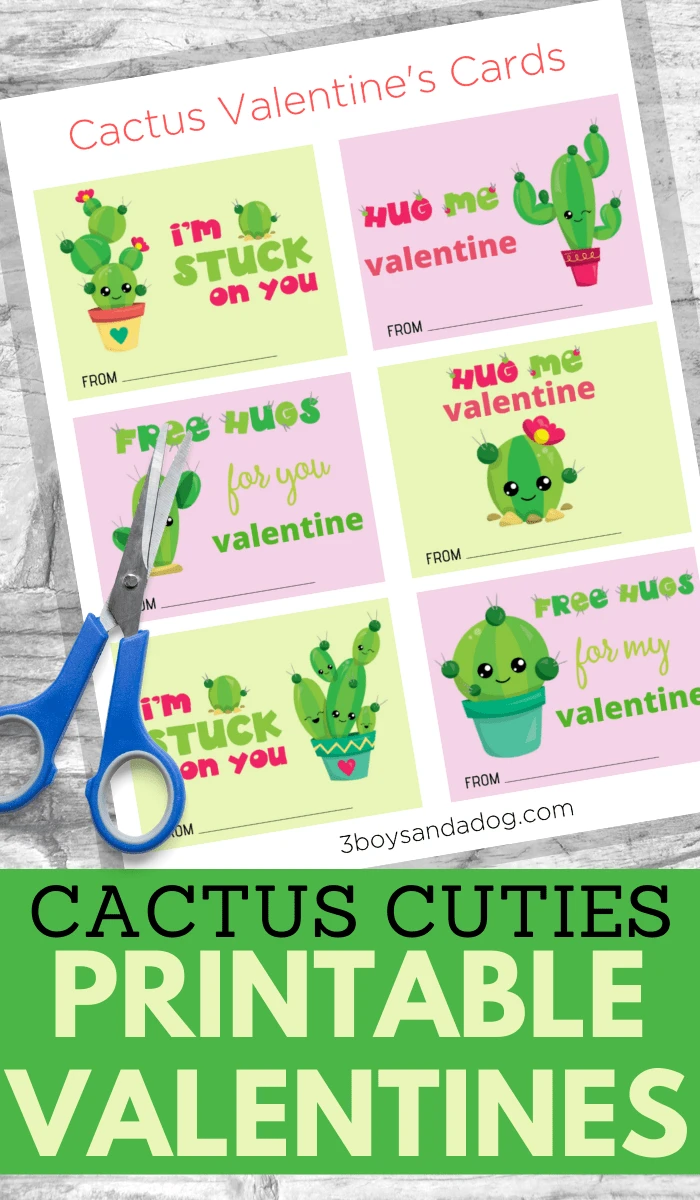 adorable cactus cuties printable valentine cards