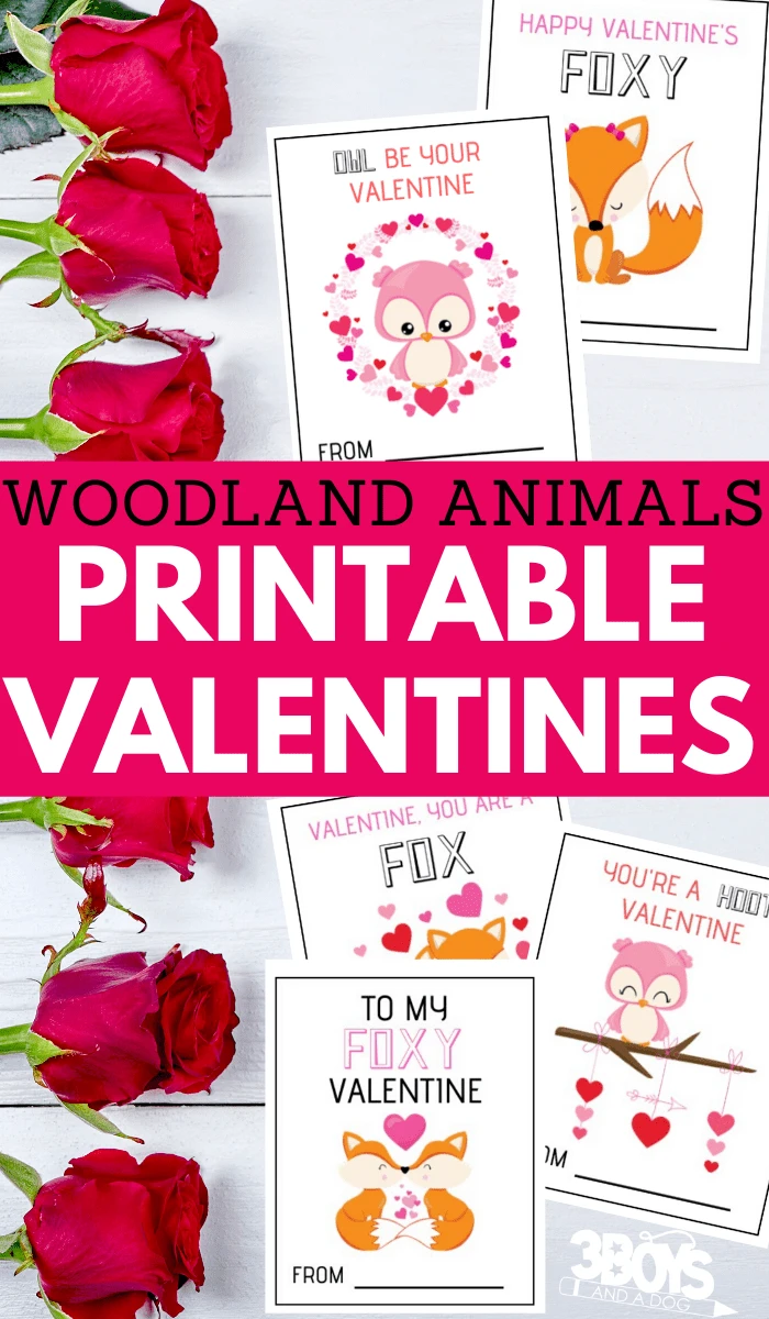 owl and fox printable valentine cards for kids