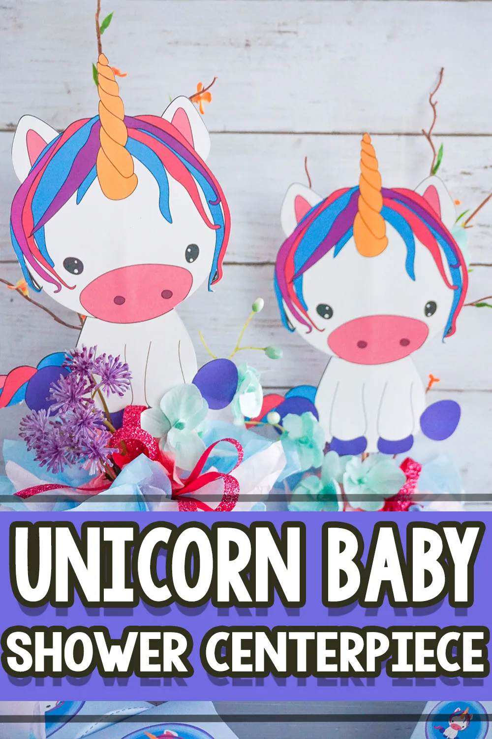unicorn themed baby shower centerpiece