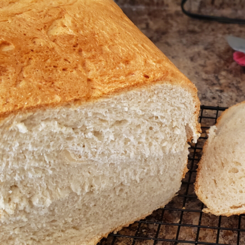 bread flour and bread machine yeast come together to create this fluffy sandwich bread recipe