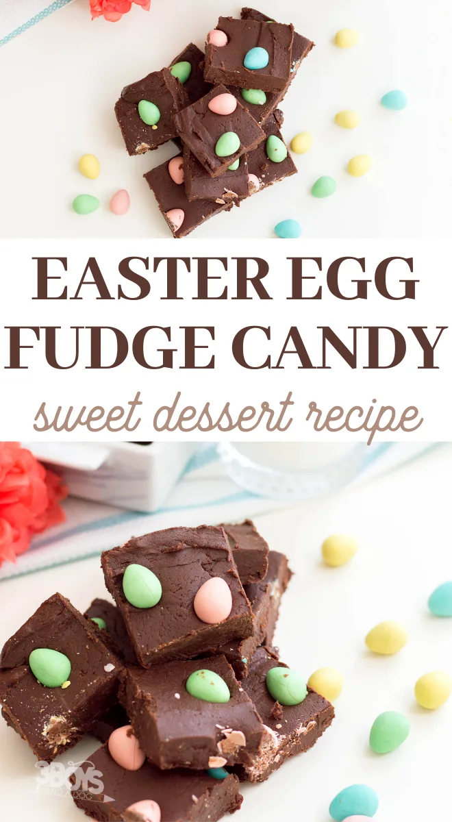 creamy fudge topped with crunchy candy easter eggs