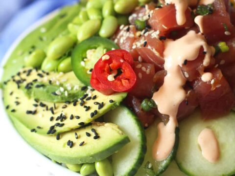 Image for Ahi Tuna Poke Bowl Recipe with Ponzu Sauce