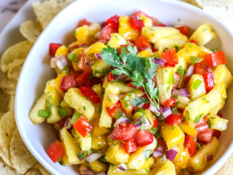 pineapple salsa with mango and fresh lime juice