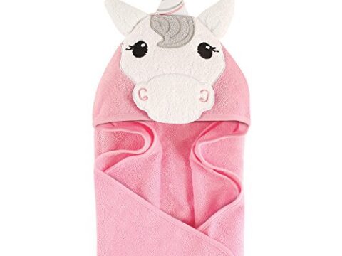 Image for Hudson Baby Unisex Baby Cotton Animal Face Hooded Towel, Unicorn, One Size