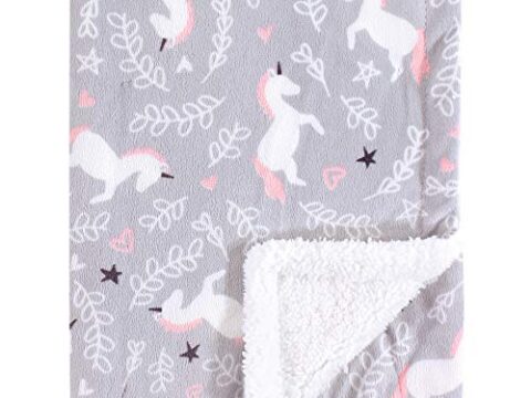 Image for Hudson Baby Unisex Baby Plush Blanket with Sherpa Back, Whimsical Unicorn, One Size