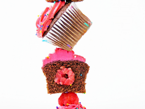 chocolate cupcakes with a fluffy raspberry frosting