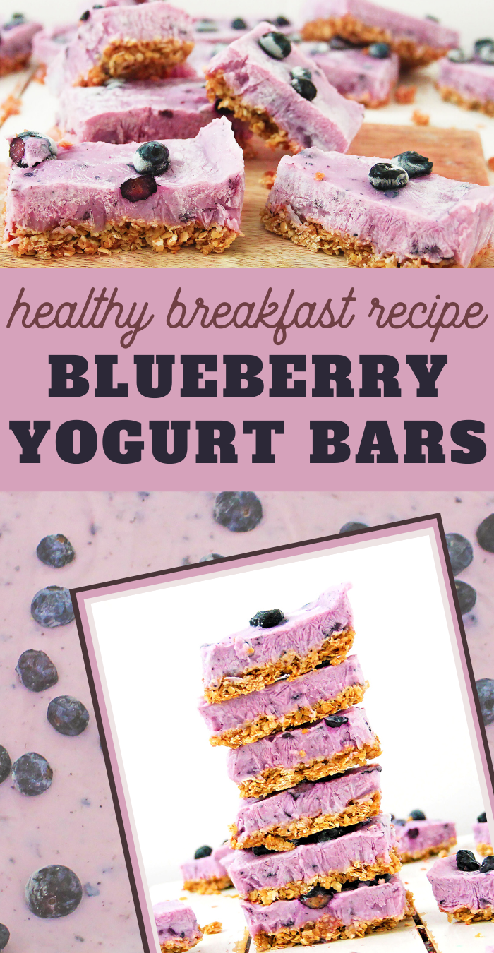 between the creamy yogurt, crunchy granola, and tart bluberries no one will notice that these blueberry breakfast bars are actually good for you