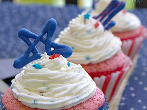 Image for Patriotic Strawberry Cupcakes with Funfetti Frosting