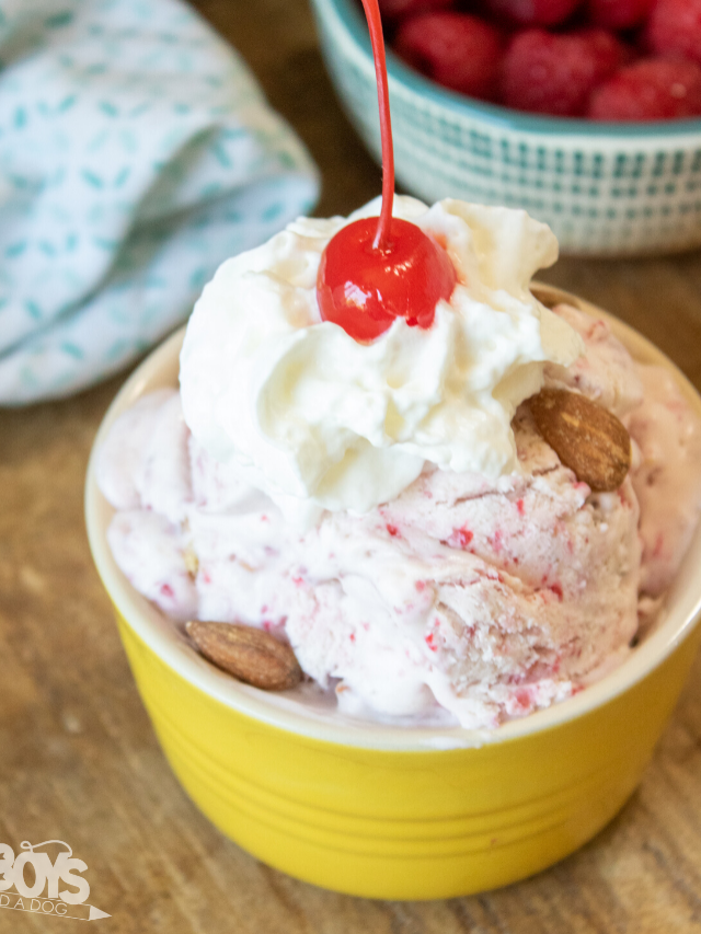 Creamy and Sweet No Churn Raspberry Almond Ice Cream Story