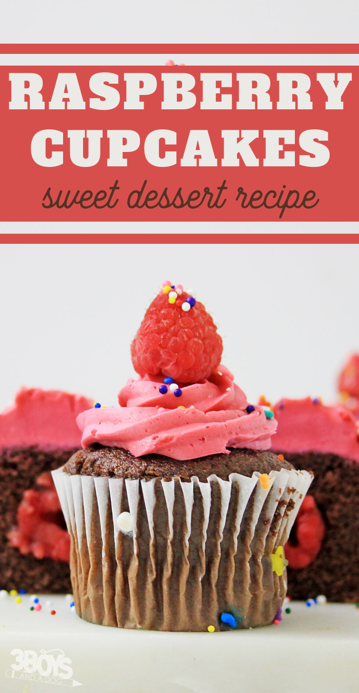 secret center cupcakes with raspberries and chocolate