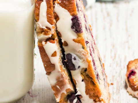 frozen blueberries and ripe bananas make a delicious bread