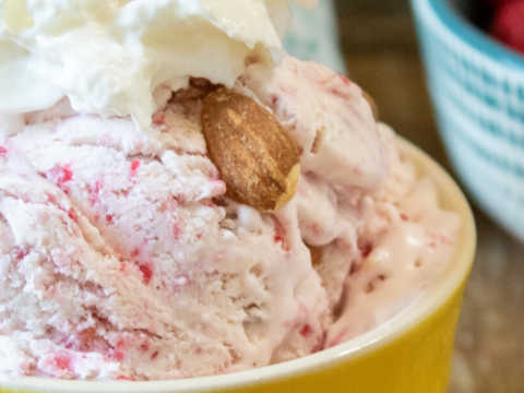 no churn raspberry almond freezer ice cream recipe