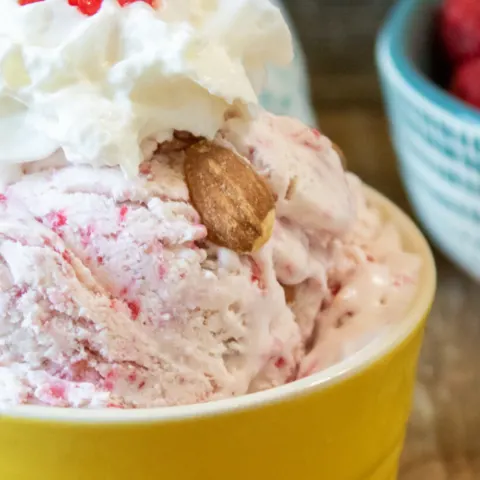 no churn raspberry almond freezer ice cream recipe