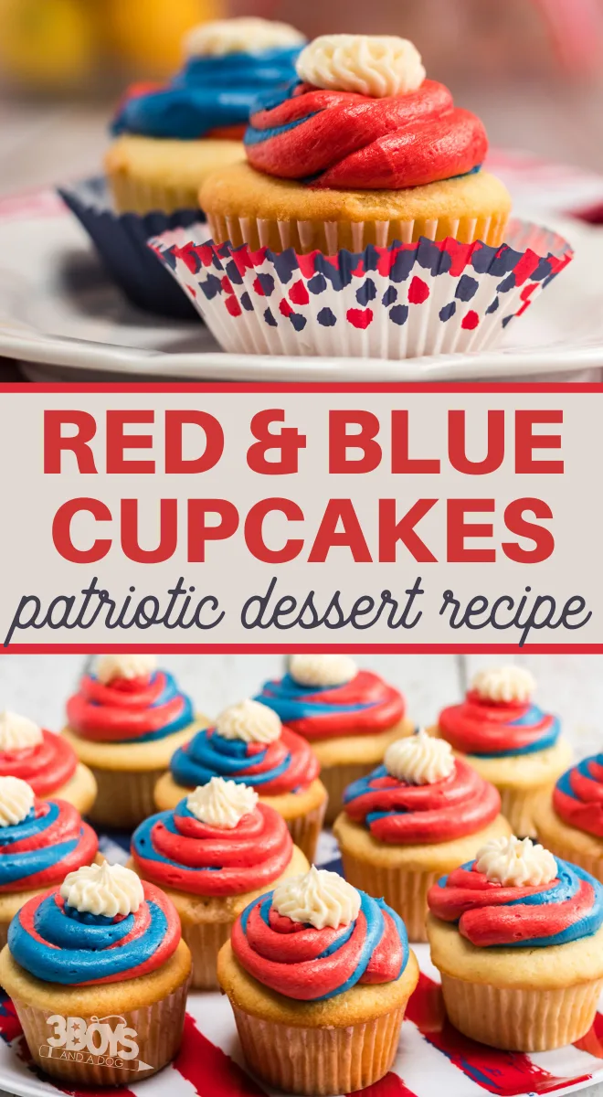 swirled red and blue frostings make a perfect patriotic cupcake recipe
