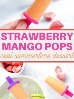 pureed strawberries and sweet mango make a perfect pairing in these fresh fruit pops