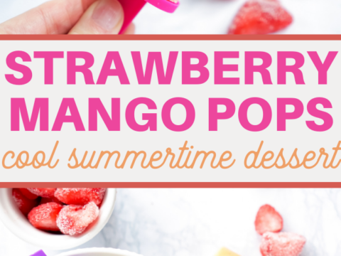 pureed strawberries and sweet mango make a perfect pairing in these fresh fruit pops